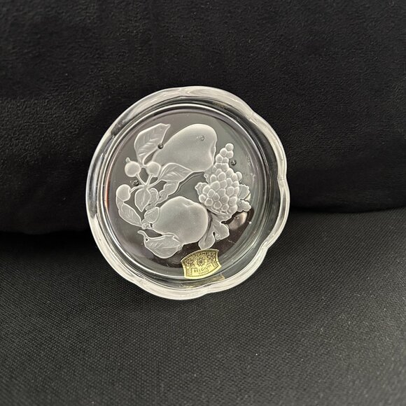 Vintage Val St Lambert Clear Crystal Brussels Intaglio Coasters Set of 4 - Picture 4 of 9